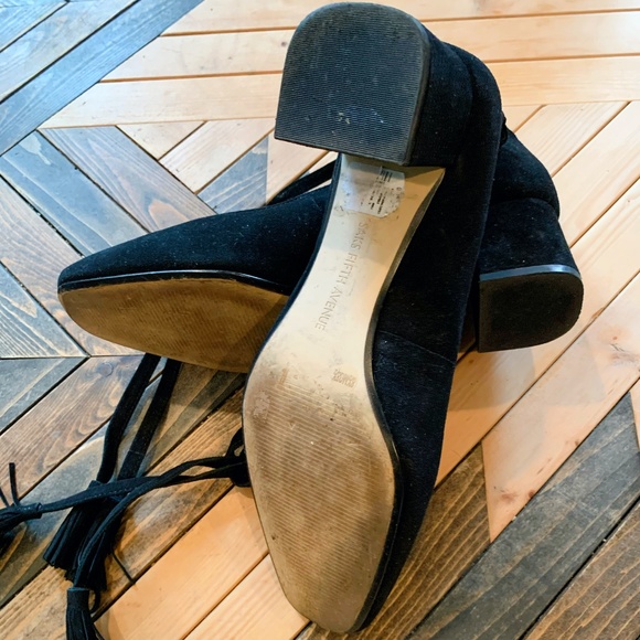 Saks Fifth Suede Ankle Wrap Pumps - Picture 7 of 7